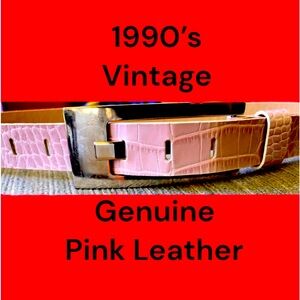 Express Ladies size Small Genuine Leather Pink Belt Silver Buckle Vintage 1990’s